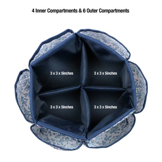 SINGER® Navy Floral Print Sewing Spinning Tabletop Organizer